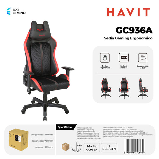 HAVIT GC936A Sedia Gaming Ergonomica
