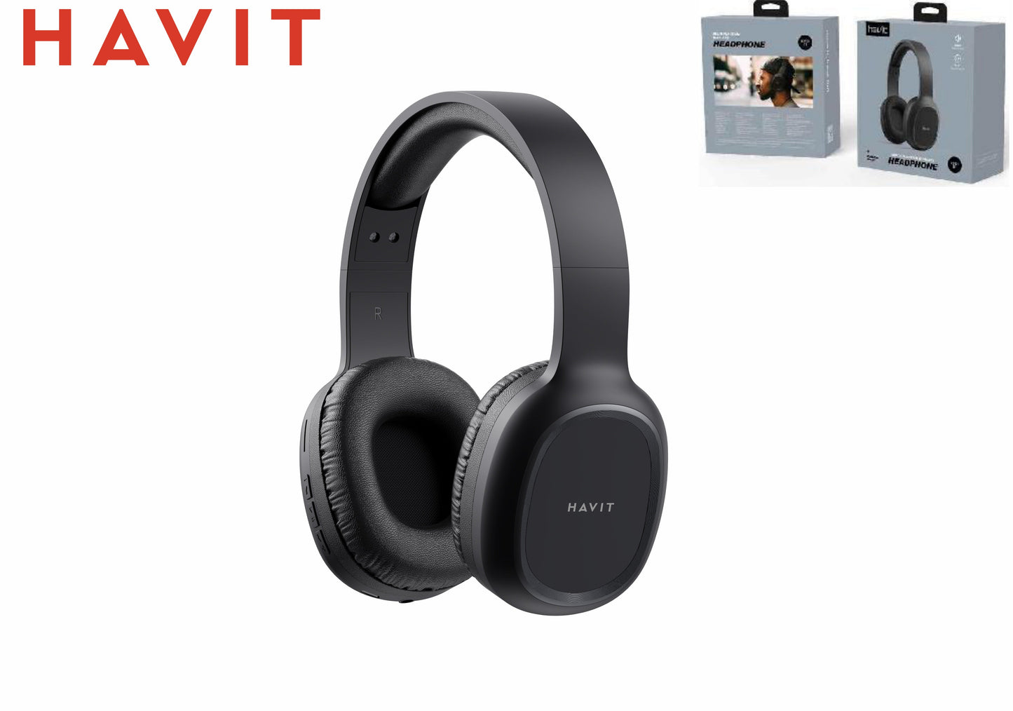 HAVIT Cuffie Bluetooth Multifunzioni Microsd-Fm-Aux 200Mah Nero