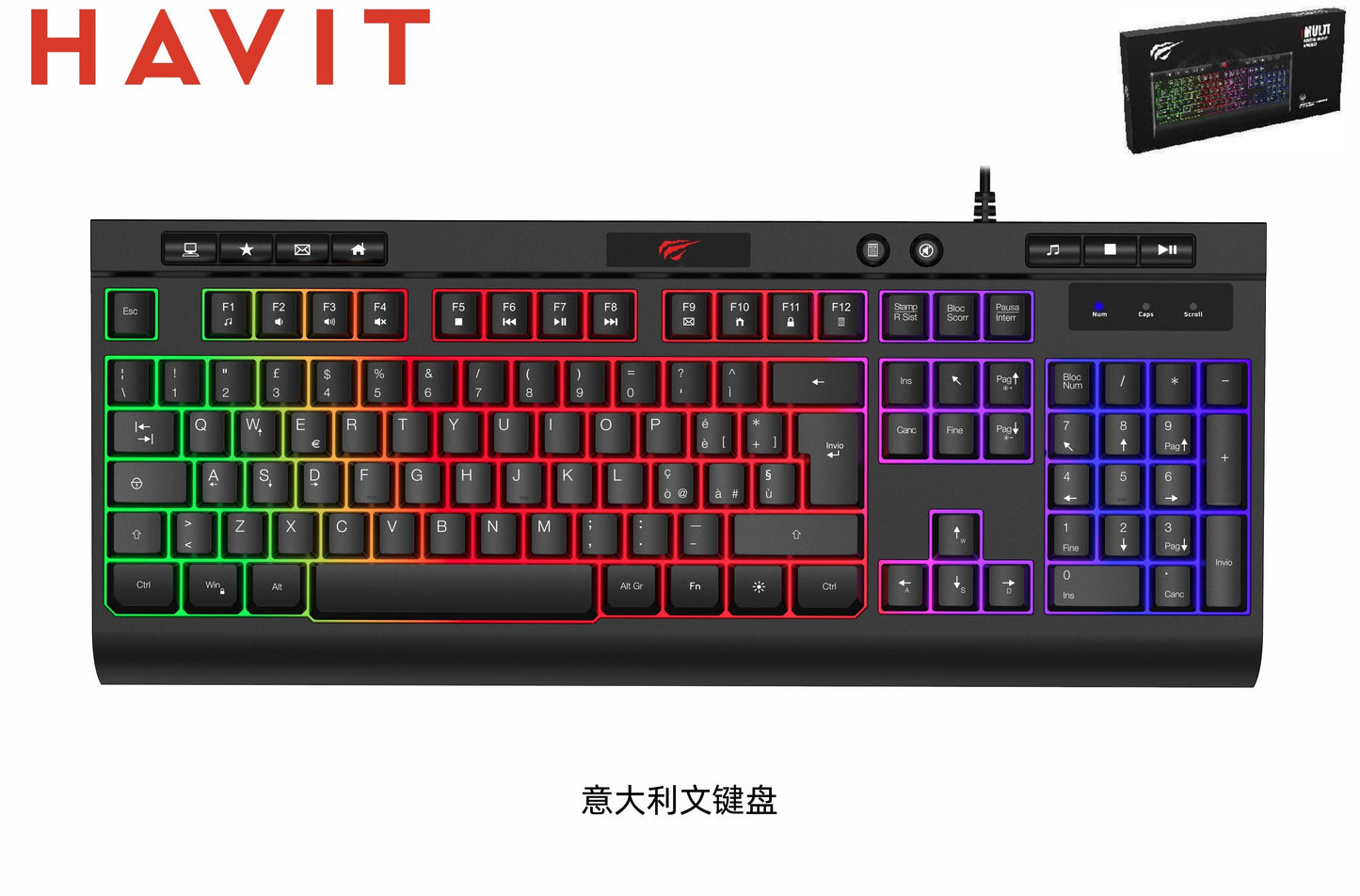 HAVIT Tastiera Gaming Anti Ghosting Rgb Regolabili