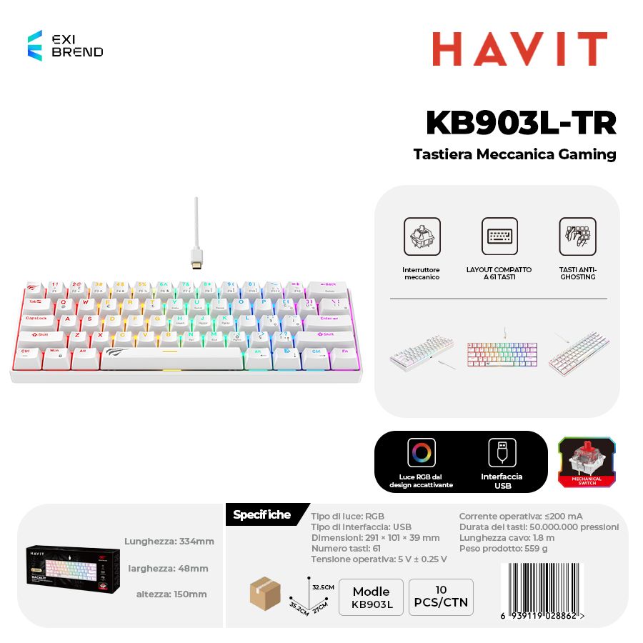 HAVIT KB903L Tastiera Gaming RGB