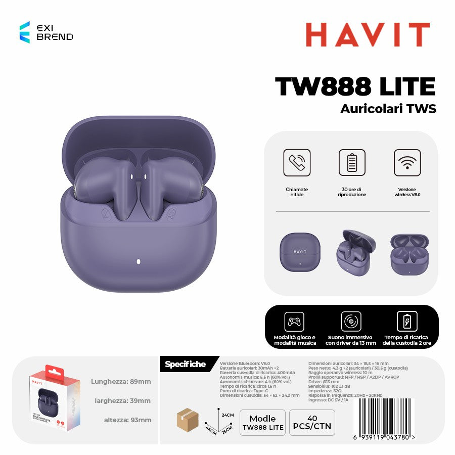 HAVIT TW888 LITE Auricolari Bluetooth TWS