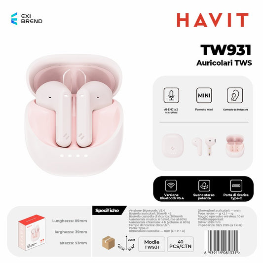 HAVIT TW931 Auricolari Bluetooth TWS