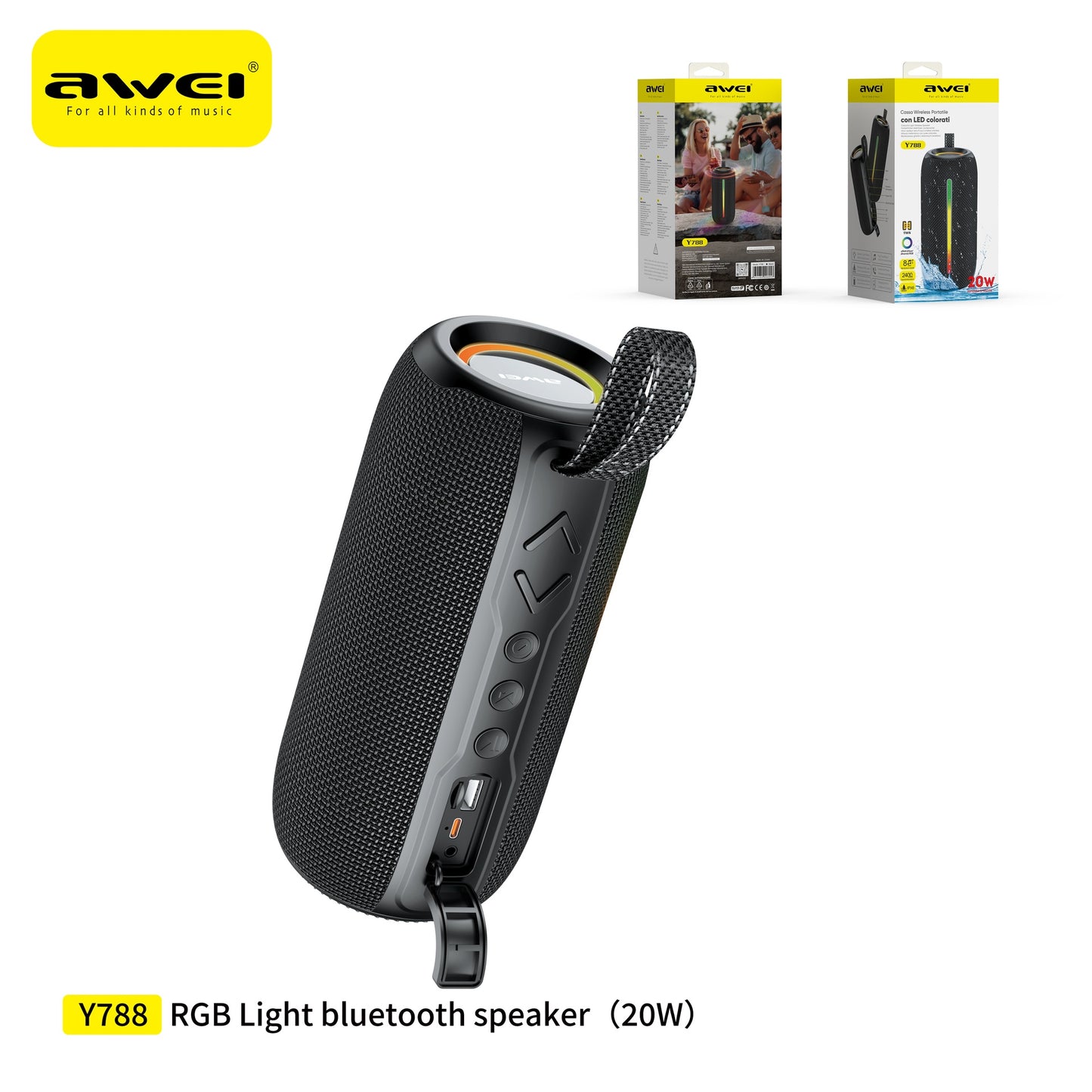 AWEI Y788 Speaker RGB Bluetooth Nero 20 W