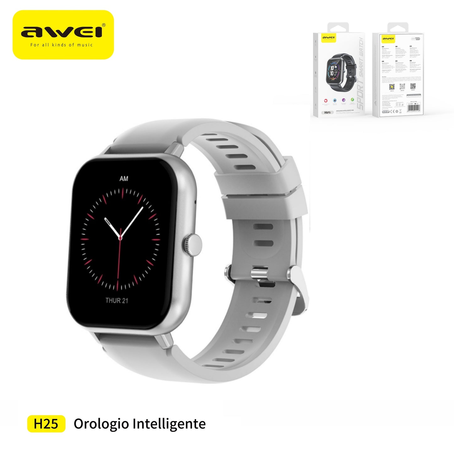 AWEI H25 Smartwatch Impermeabile 100 Modalità Sport - Silver