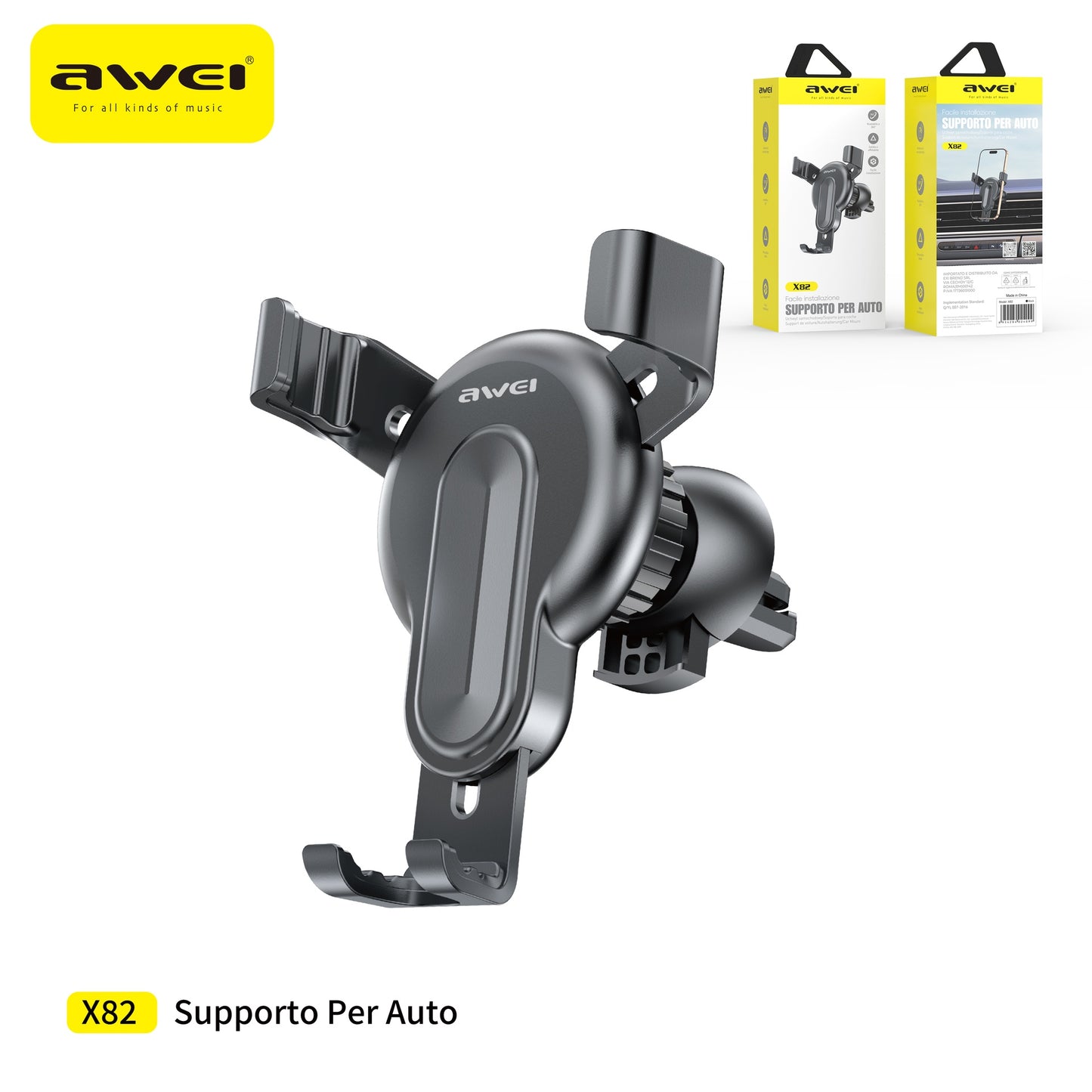 AWEI X82 Supporto Smartphone Auto con Gancio