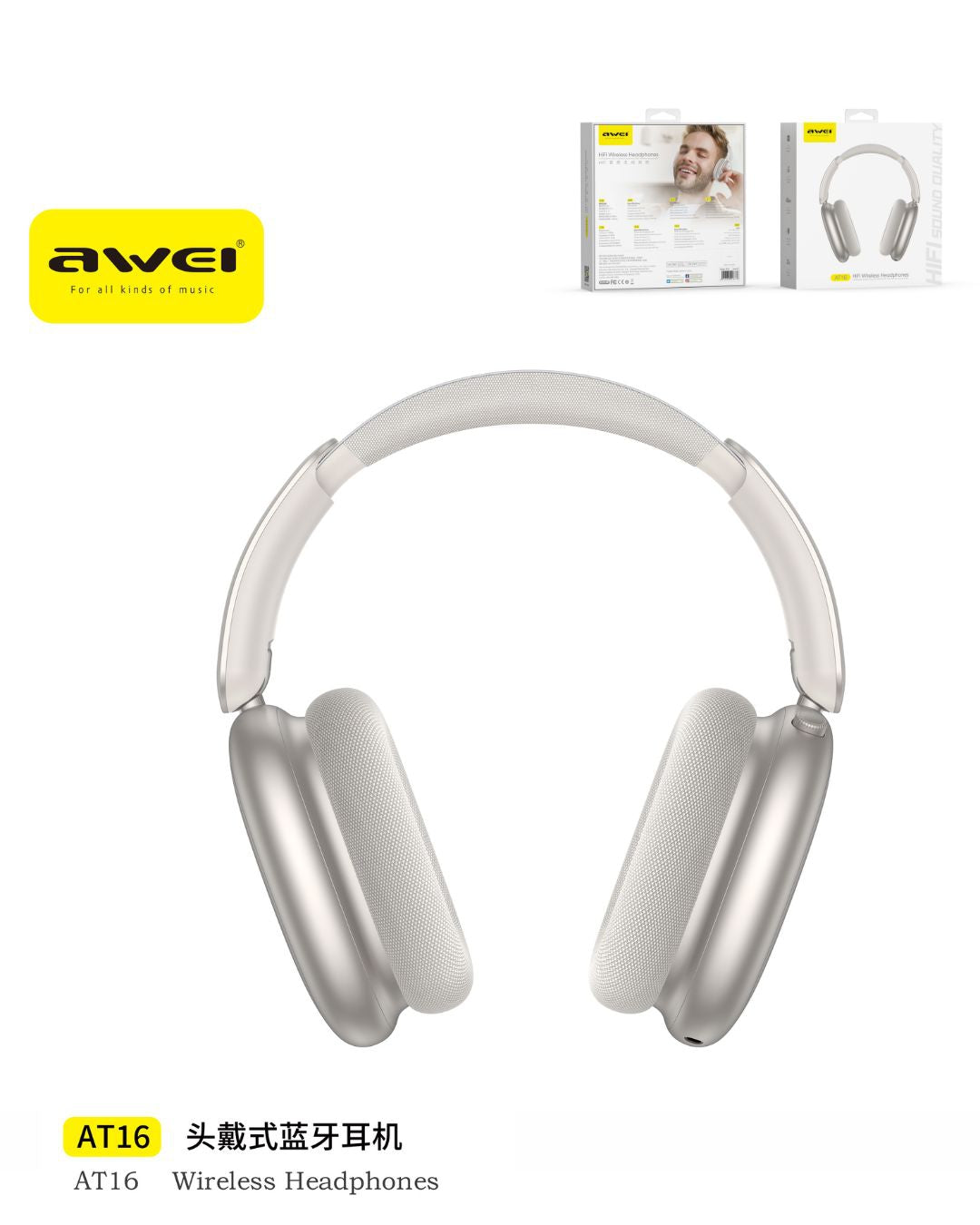 AWEI AT16 Cuffie Wireless - Gold