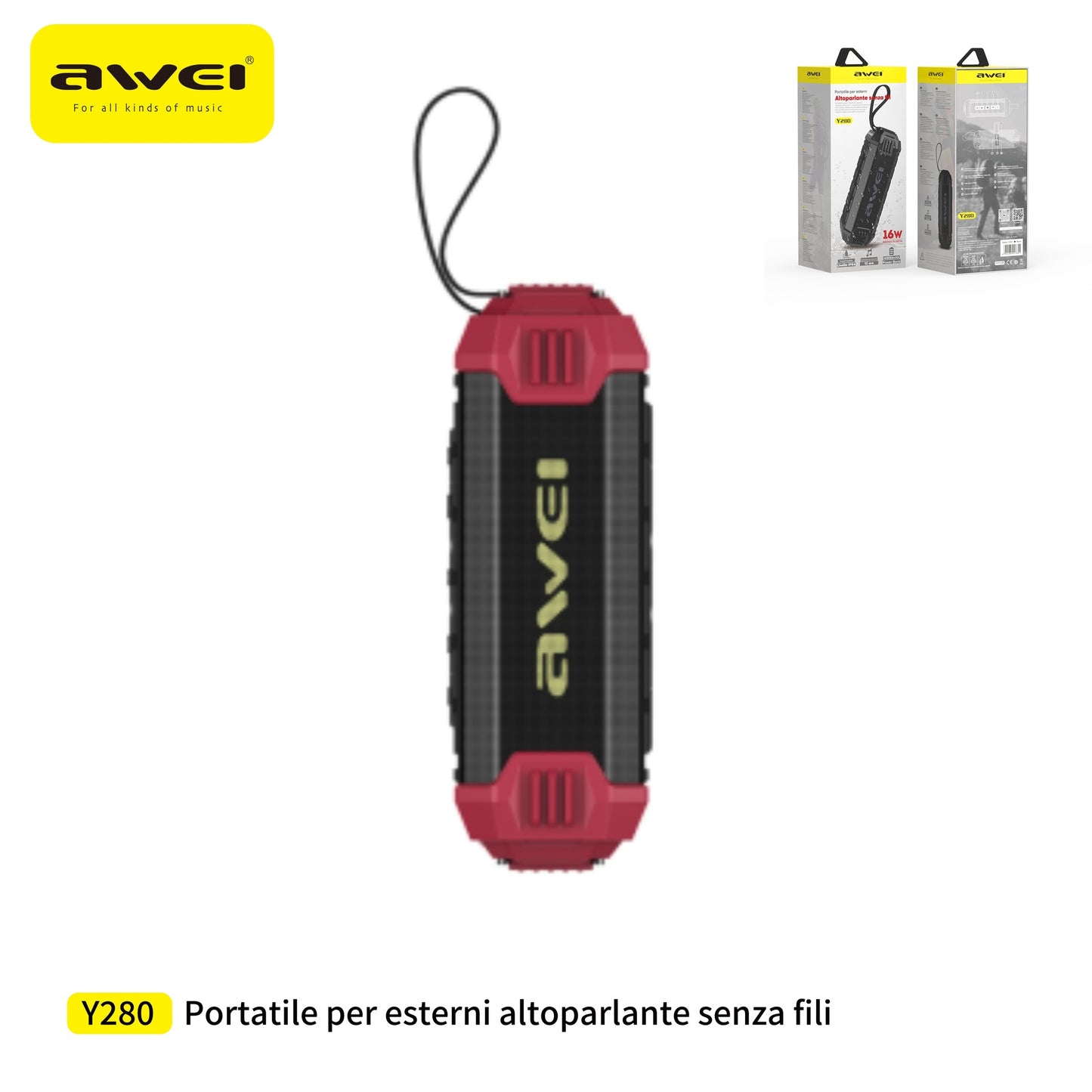 AWEI Y280 Speaker Impermeabile IPX4 Portatile Bluetooth 16 W - Red