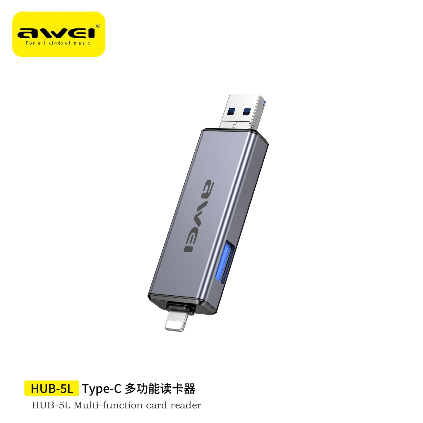 AWEI HUB-5L Hub Lettore Carta SD-TF