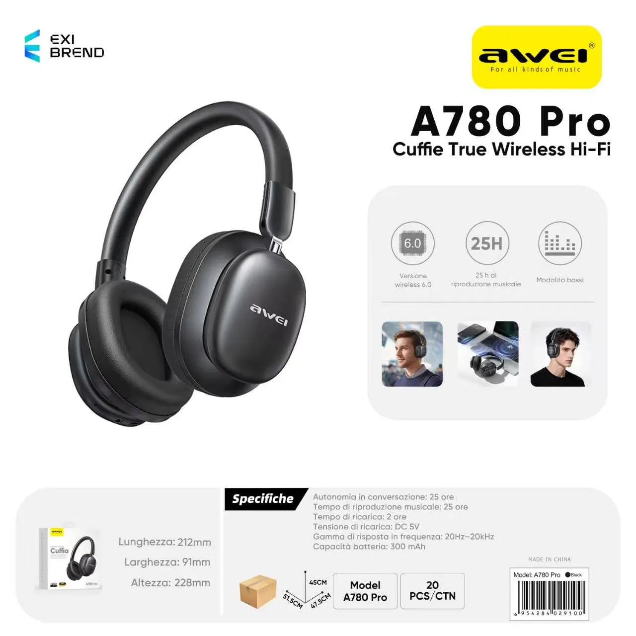 AWEI A780PRO Cuffie - Black