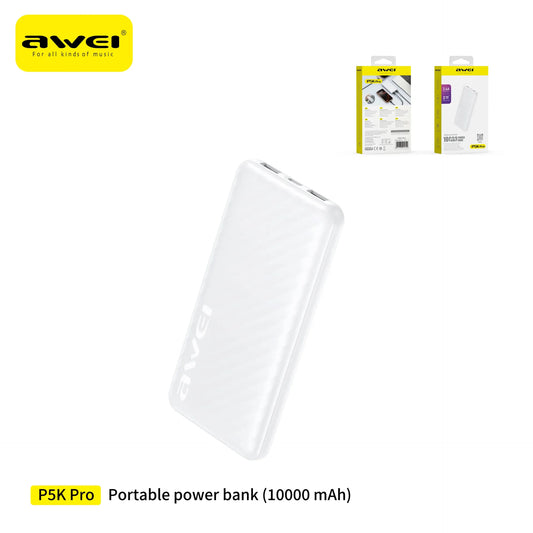 AWEI P5Kpro Power Bank USB in Polimero 10000 mAh - White