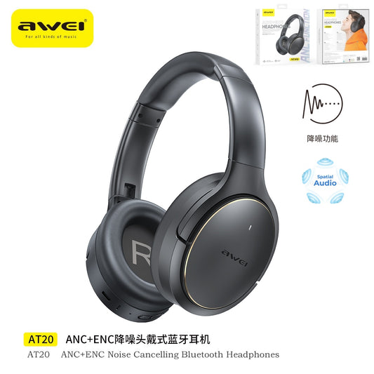 AWEI AT20 Cuffie Wireless ANC ENC Audio Spaziale - Black
