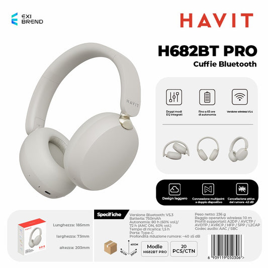 HAVIT H682BT PRO Cuffie Bluetooth - White