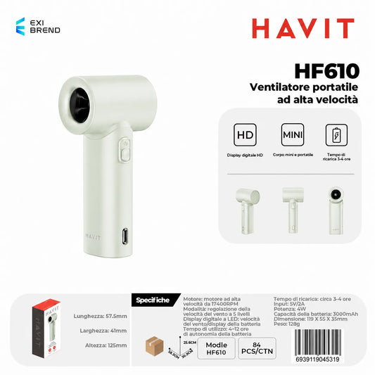 HAVIT HF610 Small Home Appliances-Ventilatore Portatile Ad Alta Velocità - Green