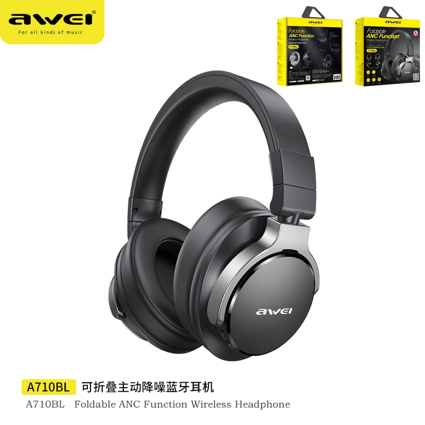 AWEI Cuffie Over-Ear Bluetooth