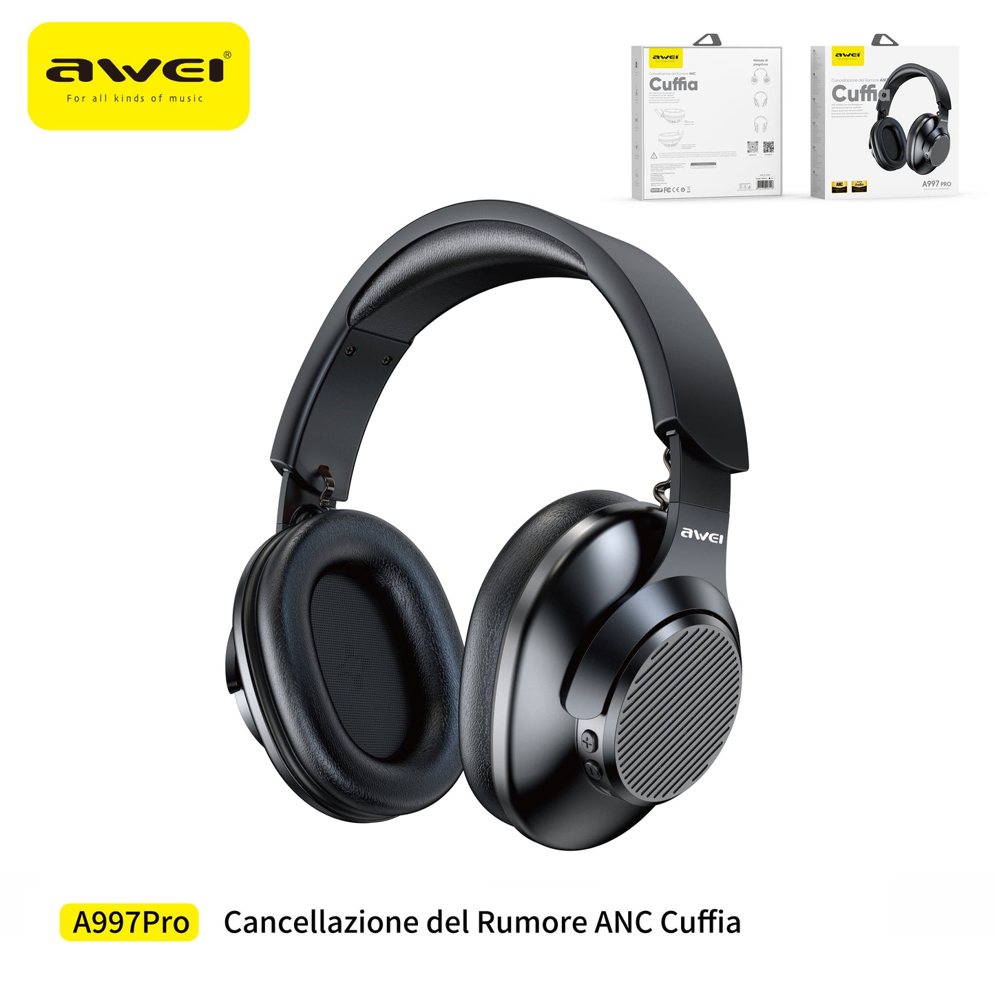 AWEI Cuffie Bluetooth Con Anc