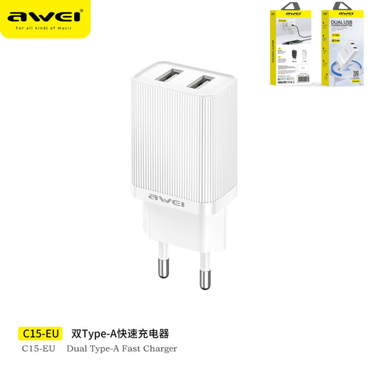 AWEI Caricatore 10 W Con Doppia Usb Bianco