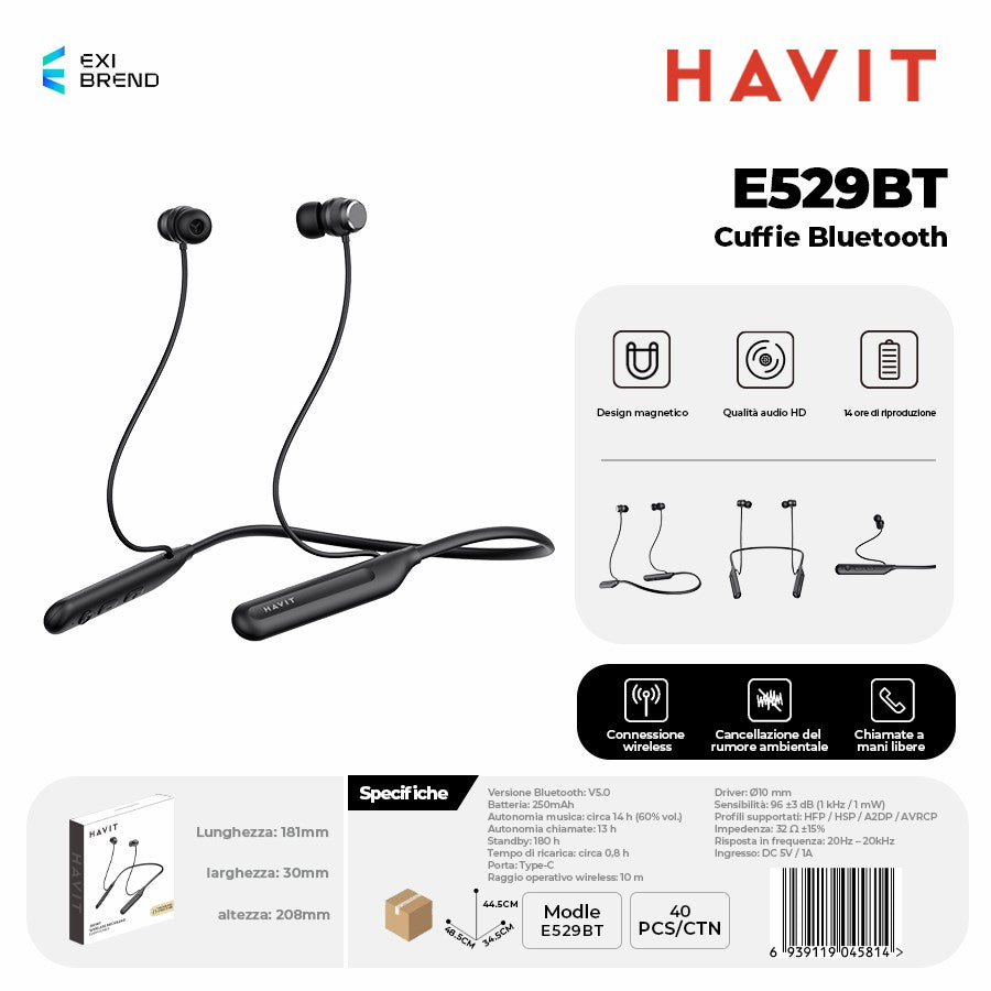 HAVIT E529BT Cuffie Bluetooth