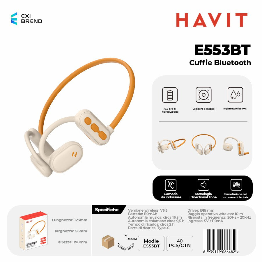HAVIT E553BT Cuffie Bluetooth