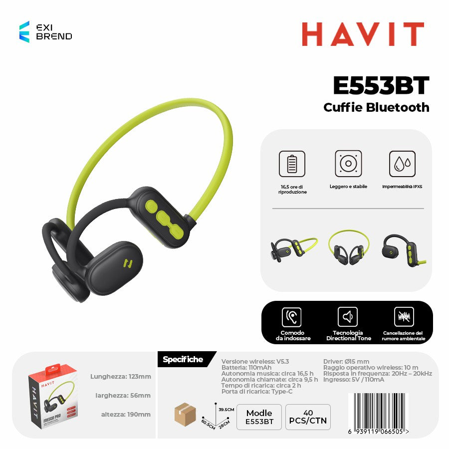 HAVIT E553BT Cuffie Bluetooth