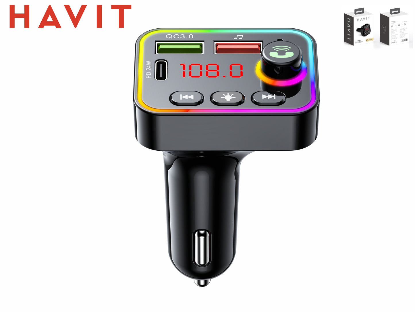 HAVIT Trasmettitore Fm Bluetooth 5.3 Mp3 Vivavoce