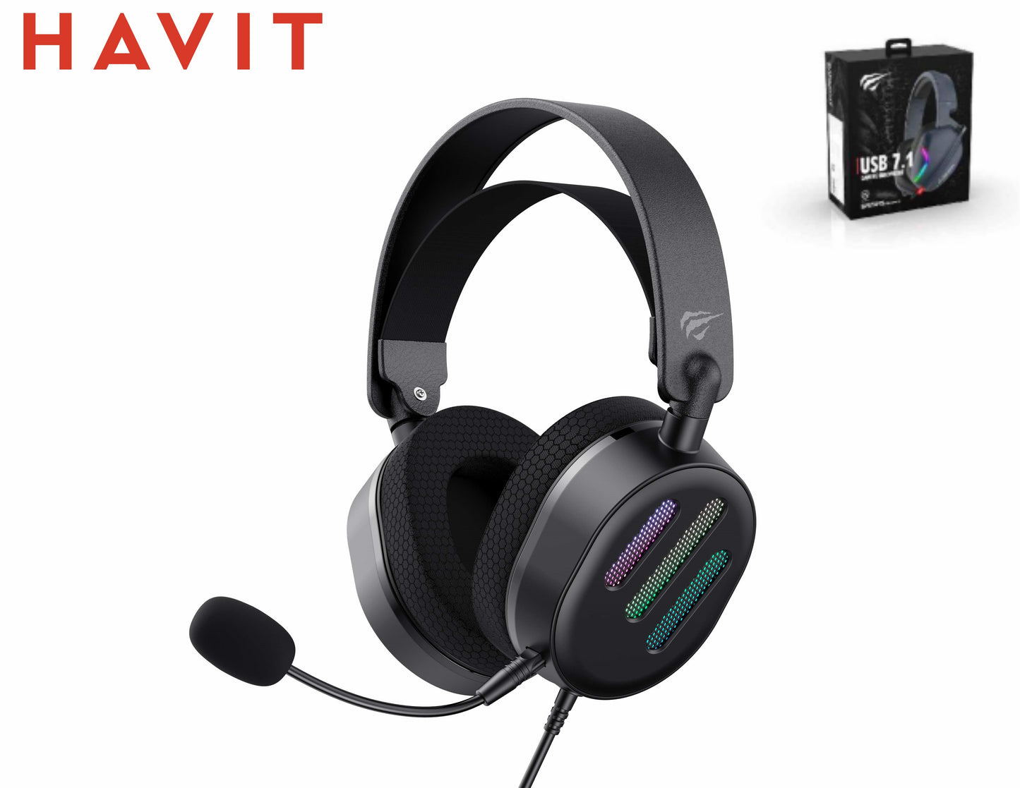 HAVIT Cuffie Gaming Altoparlante Da 50Mm Con Rgb - Pieghevole A 90°