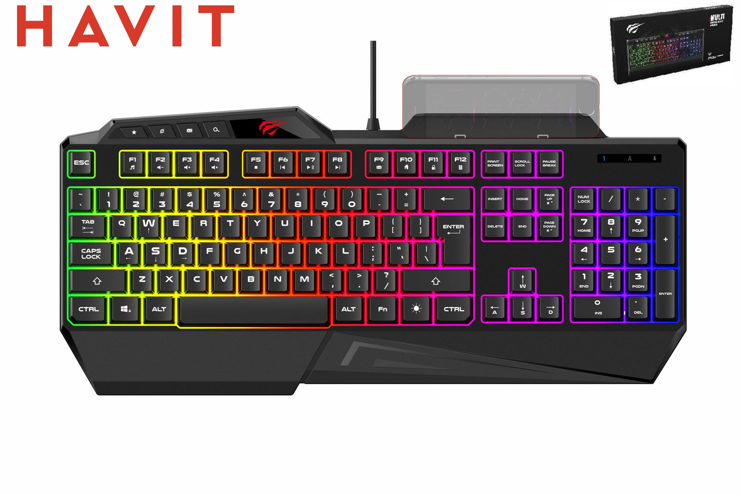 HAVIT Tastiera Gaming Contollo Multimediali Anti Ghosting