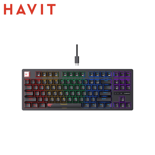 HAVIT KB892L – Tastiera Meccanica da Gaming 87 Tasti (Layout TKL) RGB