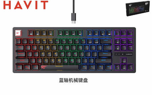 HAVIT Tastiera Gaming Meccanica Blu Switch Rgb Regolabili Typec