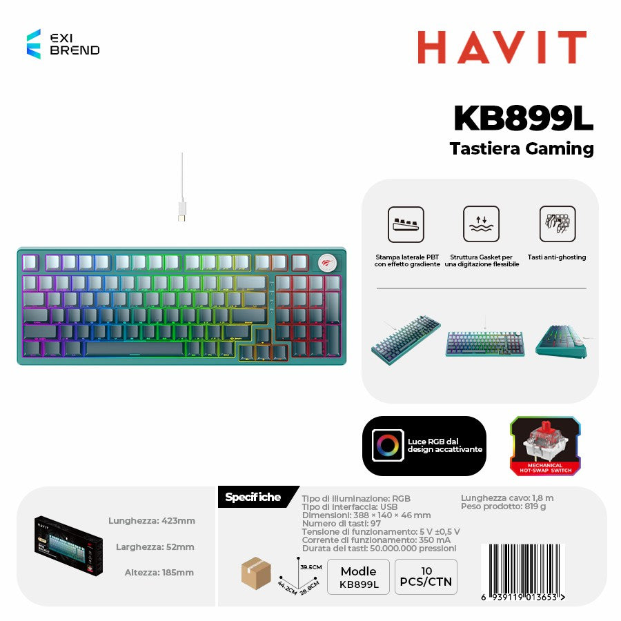 HAVIT KB899L Tastiera Gaming RGB