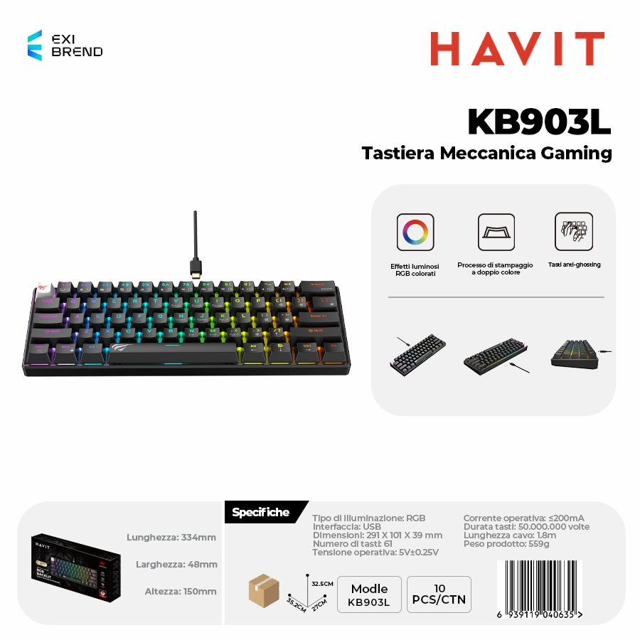 HAVIT KB903L Tastiera Gaming RGB