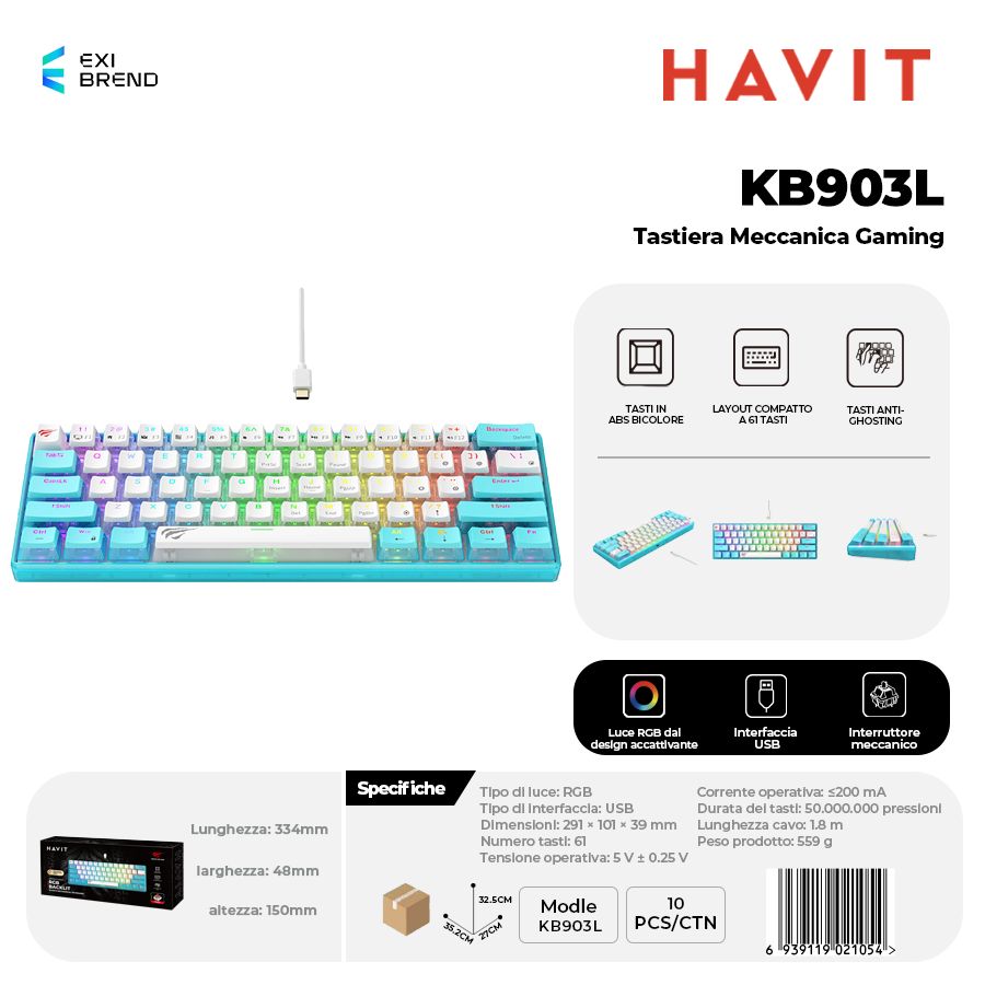 HAVIT KB903L Tastiera Gaming RGB