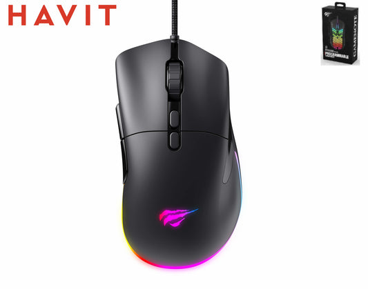 HAVIT Gaming Mouse Con Rgb Dpi Fino 12400 6 Regolazioni E 7 Tasti Macro Programming