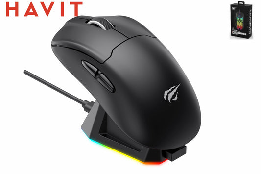 HAVIT Wireless Bluethooth 5.2/Usb Gaming Mouse Dpi Fino 26000 Con Base Di Ricarica