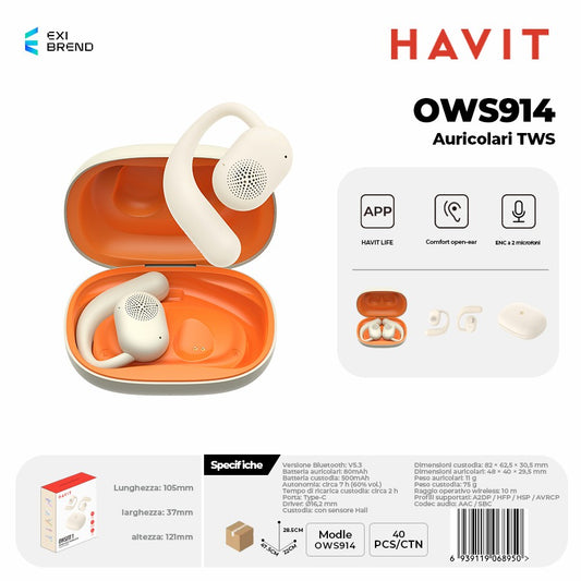 HAVIT OWS914 Auricolari Bluetooth Open-Ear