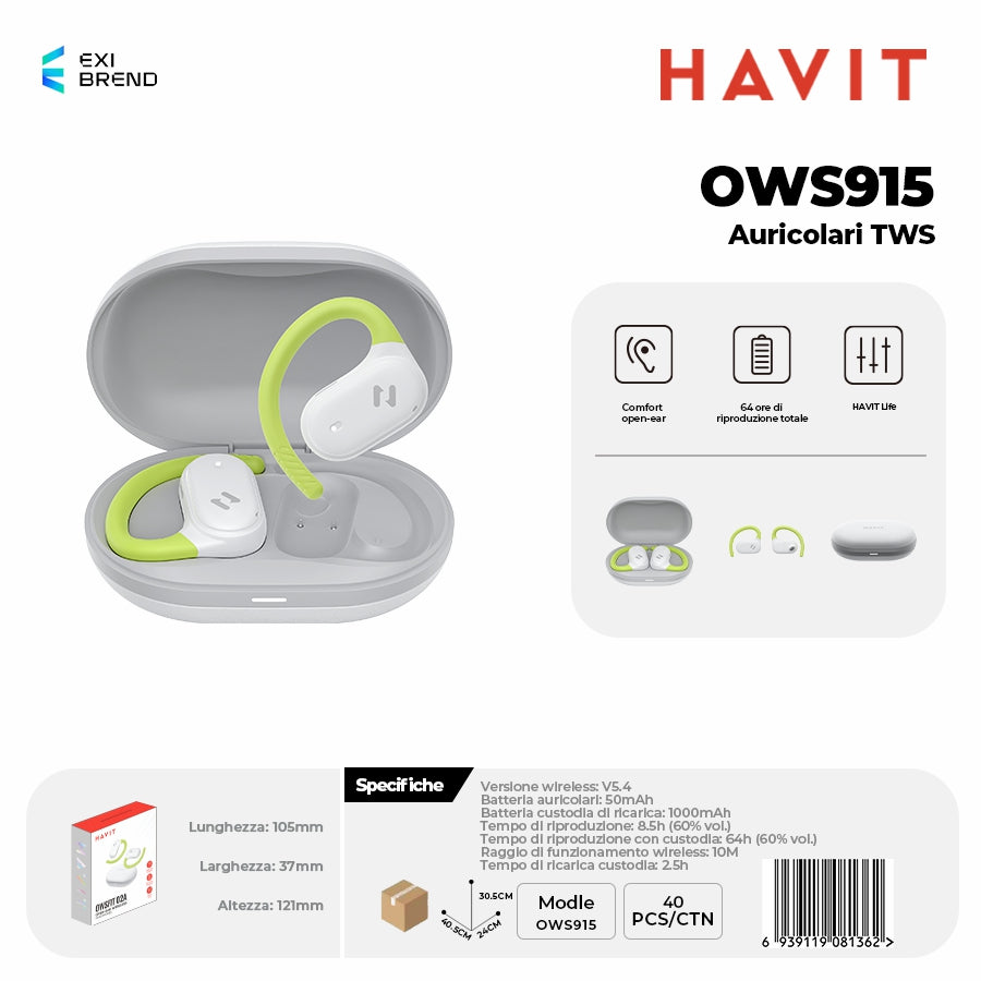 HAVIT OWS915 Auricolari Bluetooth Open-Ear