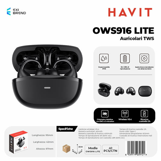 HAVIT OWS916 LITE Cuffie Bluetooth Open-Ear