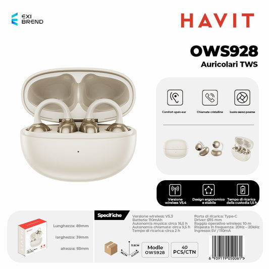 HAVIT OWS928 Auricolari Bluetooth Open-Ear