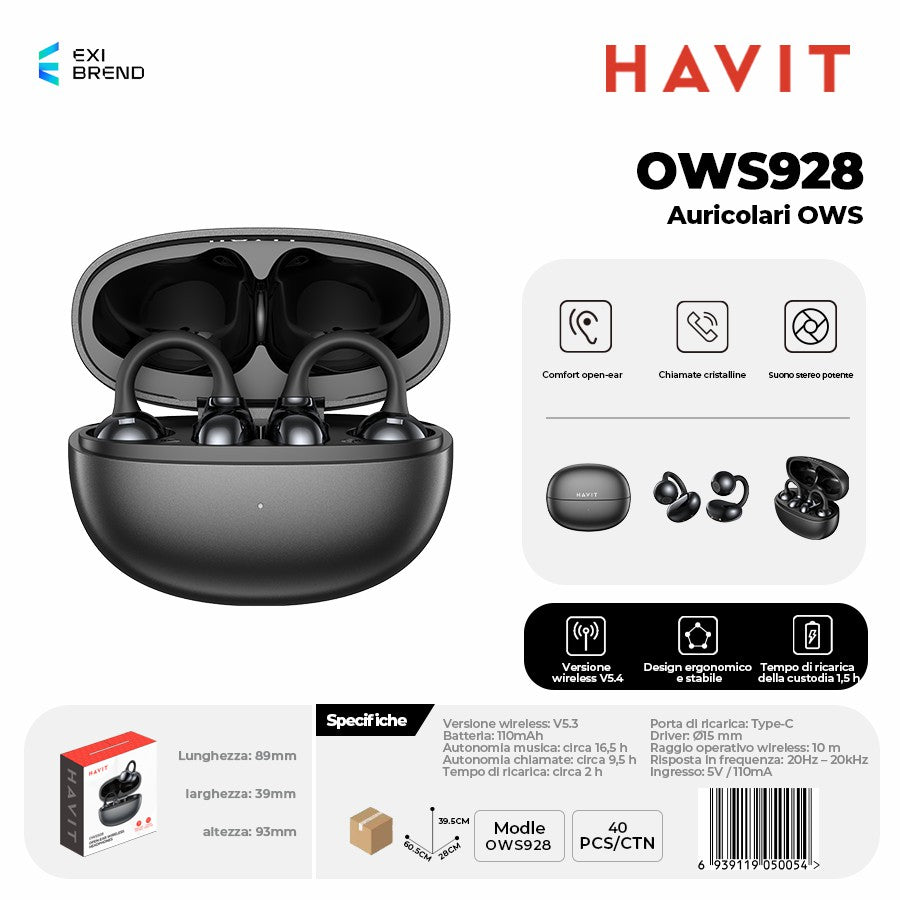 HAVIT OWS928 Auricolari Bluetooth Open-Ear