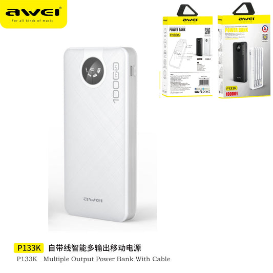 AWEI Power Bank Con Doppio Cavo 10000Mah