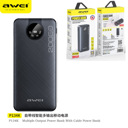 AWEI Alimentatore Mobile Intelligente Con Cavo Integrato