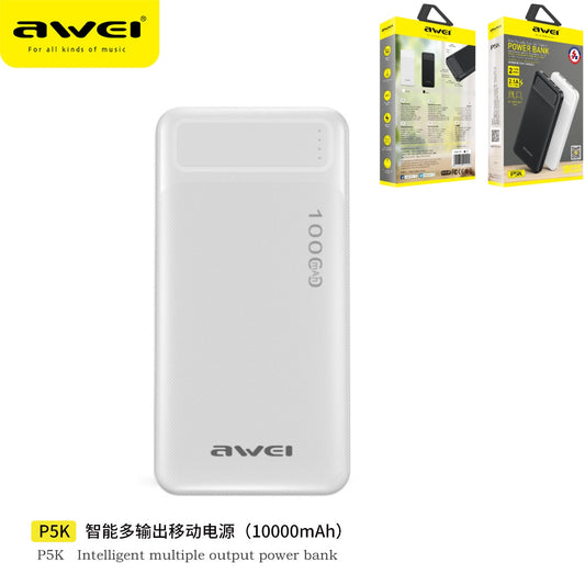 AWEI Power Bank Usb In Polimero Bianco 10000Mah