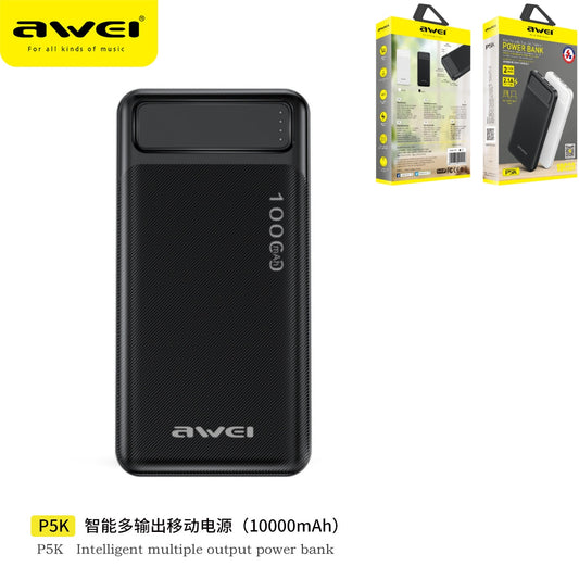 AWEI Power Bank Usb In Polimero Nero 10000Mah