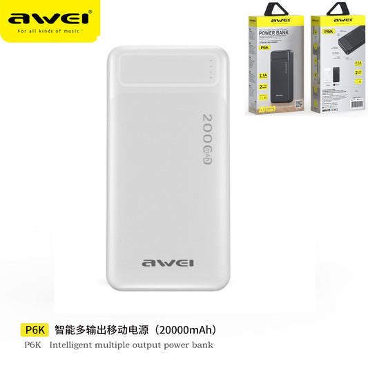 AWEI Power Bank Usb In Polimero Bianco20000Mah