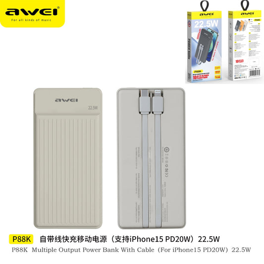 AWEI Power Bank Con Doppio Cavo