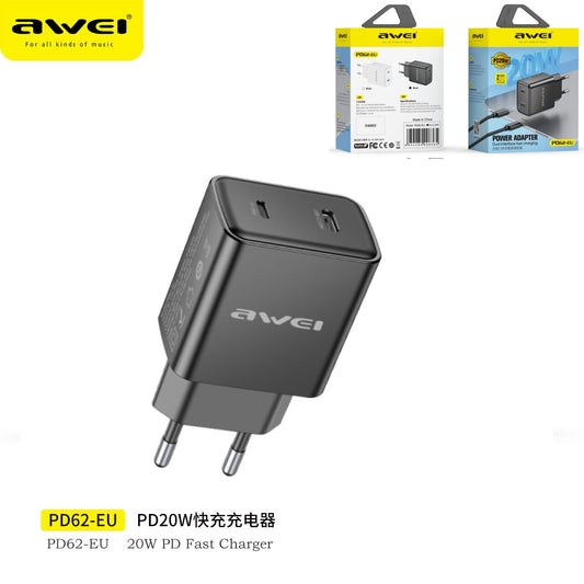AWEI Fast Caricatore Con Doppio Input Type-C