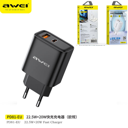 AWEI Adattore Con Carica Rapida 22.5W+20W