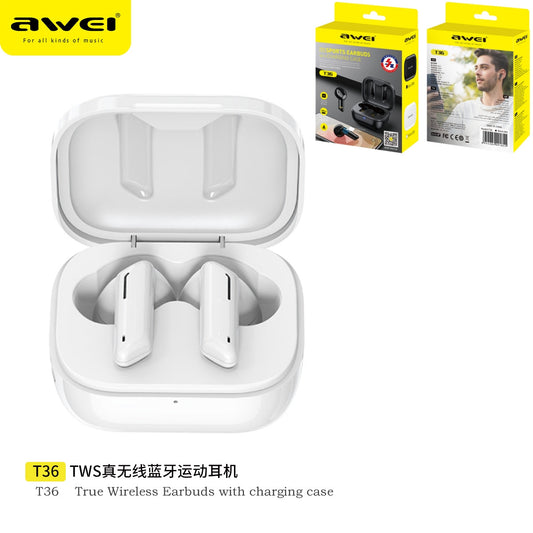AWEI Cuffie Bluetooth Touch Screen Impermeabili Nere