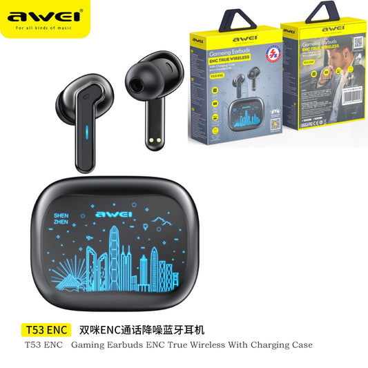 AWEI Anc+Led Cuffie Wireless Nero