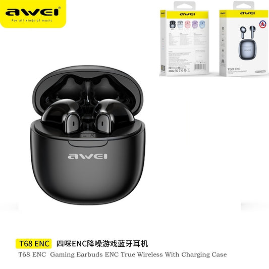 AWEI T68ENCBK ENC Cuffie Wireless Nero