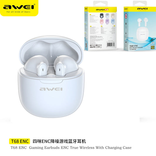 AWEI Bianco Cuffie Bluetooth Per Giochi Con Cancellazione Del Rumore